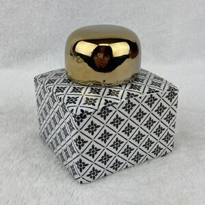 Modern Black & White Patterned Decorative Ceramic Square Ginger Jar Petite 3.5”